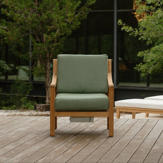 Heated Outdoor Teak Lounge Chair 
