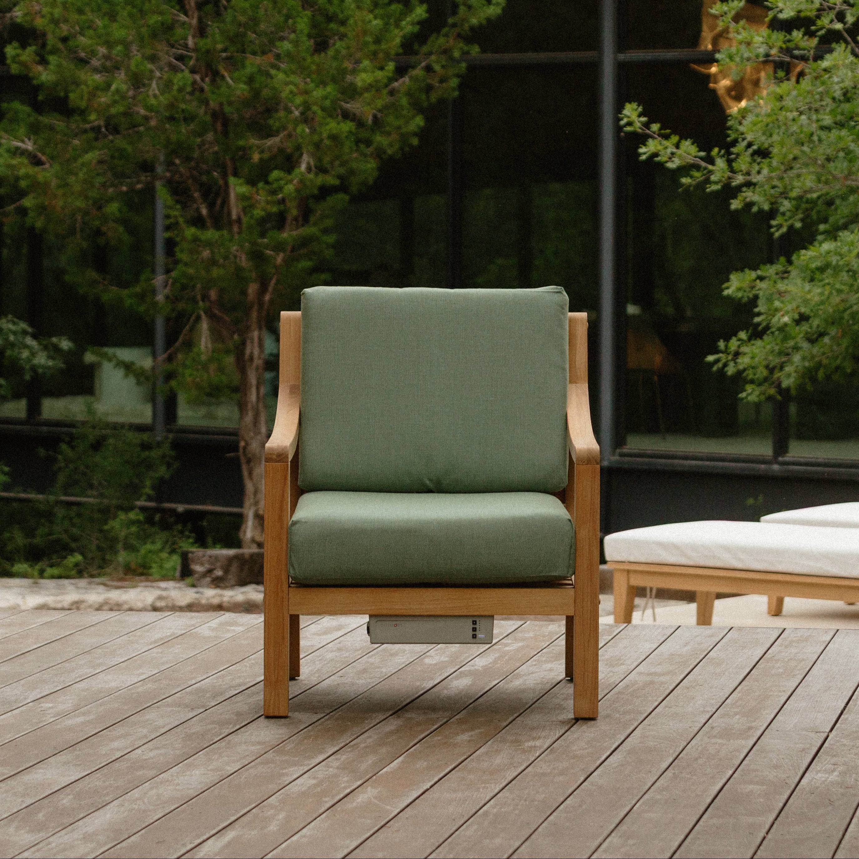 Heated Outdoor Teak Lounge Chair 