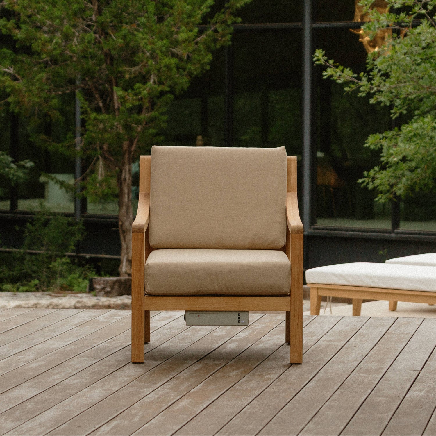 Heated Outdoor Teak Lounge Chair 