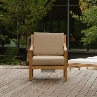 Heated Outdoor Teak Lounge Chair 