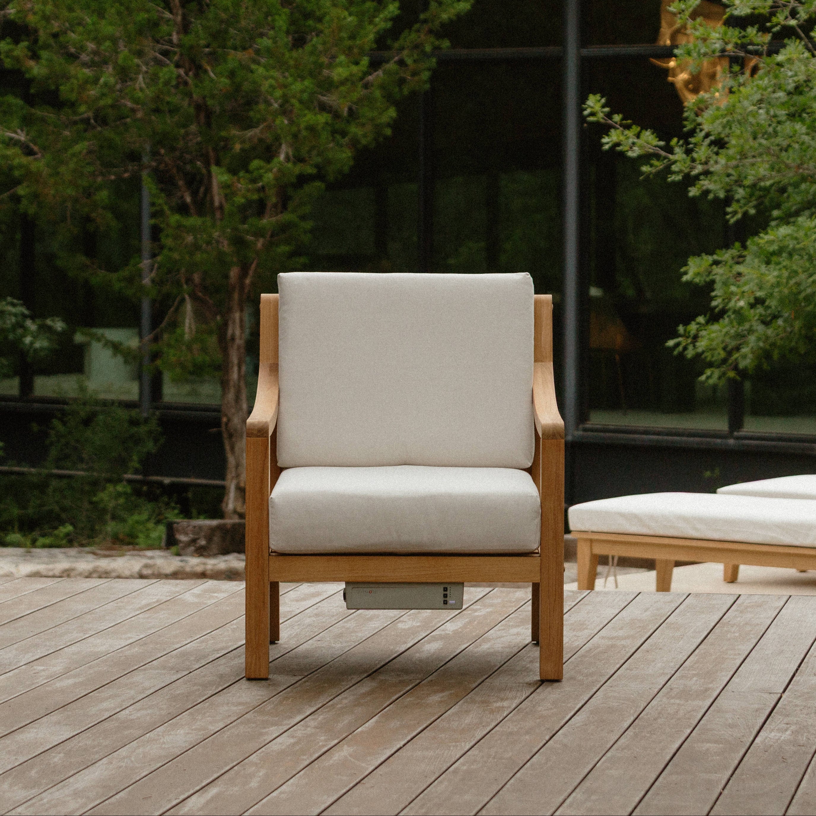 Heated Outdoor Teak Lounge Chair 