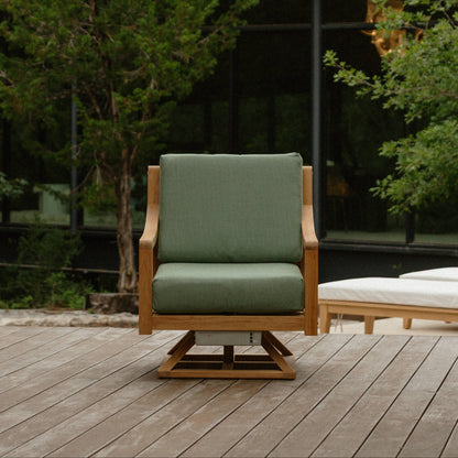 Heated Outdoor Teak Swivel Chair 