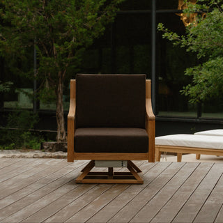 Heated Outdoor Teak Swivel Chair 