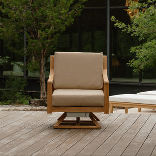 Heated Outdoor Teak Swivel Chair 