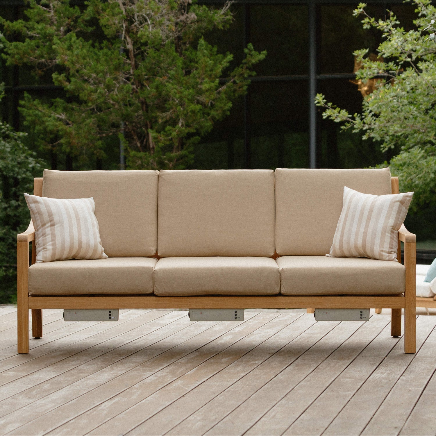 Heated Outdoor Teak Sofa 
