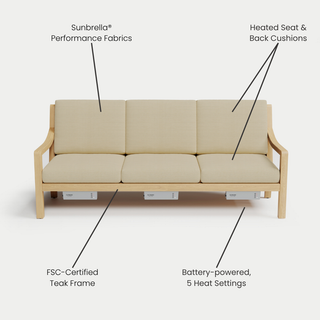 Heated Outdoor Teak Sofa 