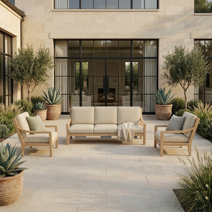 Heated Outdoor Teak Sofa Set 