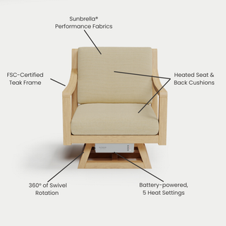Heated Outdoor Teak Swivel Chair 
