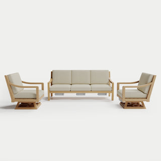 Heated Outdoor Teak Sofa + Swivel Set 