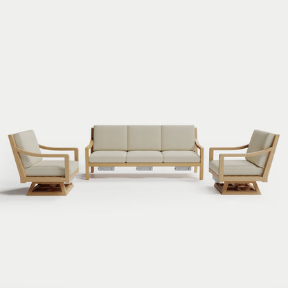 Heated Outdoor Teak Sofa + Swivel Set 