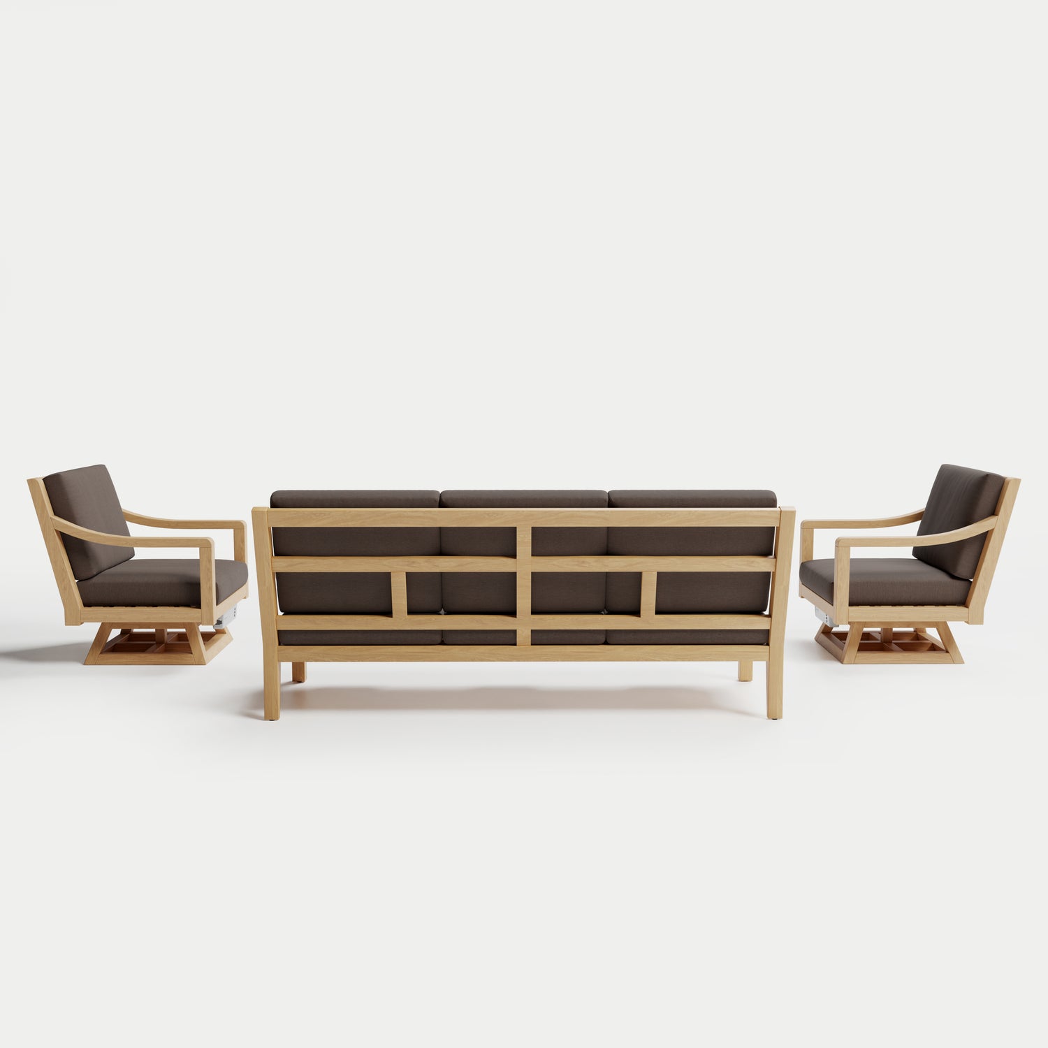 Heated Outdoor Teak Sofa + Swivel Set 