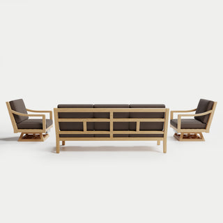Heated Outdoor Teak Sofa + Swivel Set 