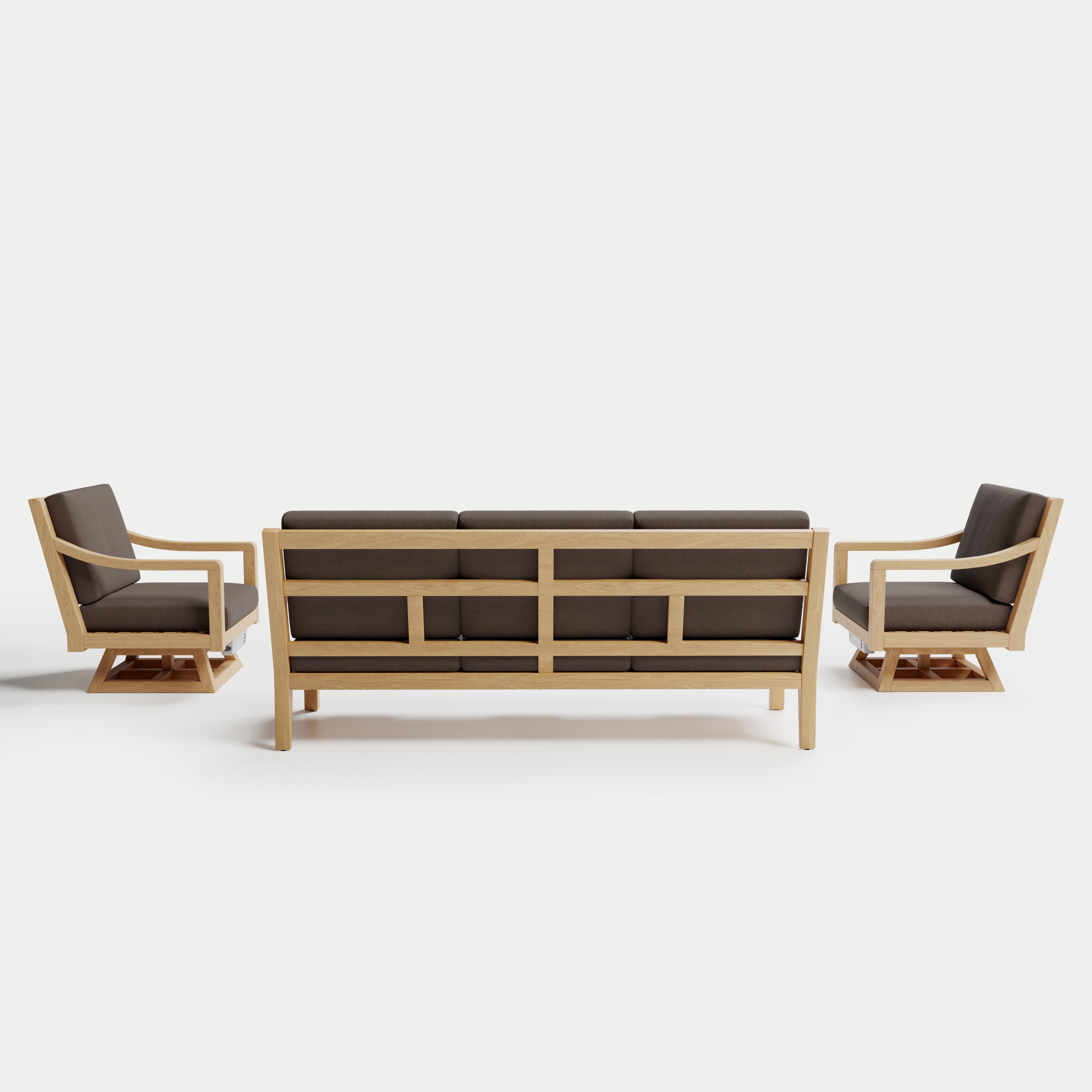 Heated Outdoor Teak Sofa + Swivel Set 