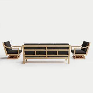 Heated Outdoor Teak Sofa + Swivel Set 