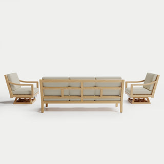 Heated Outdoor Teak Sofa + Swivel Set 