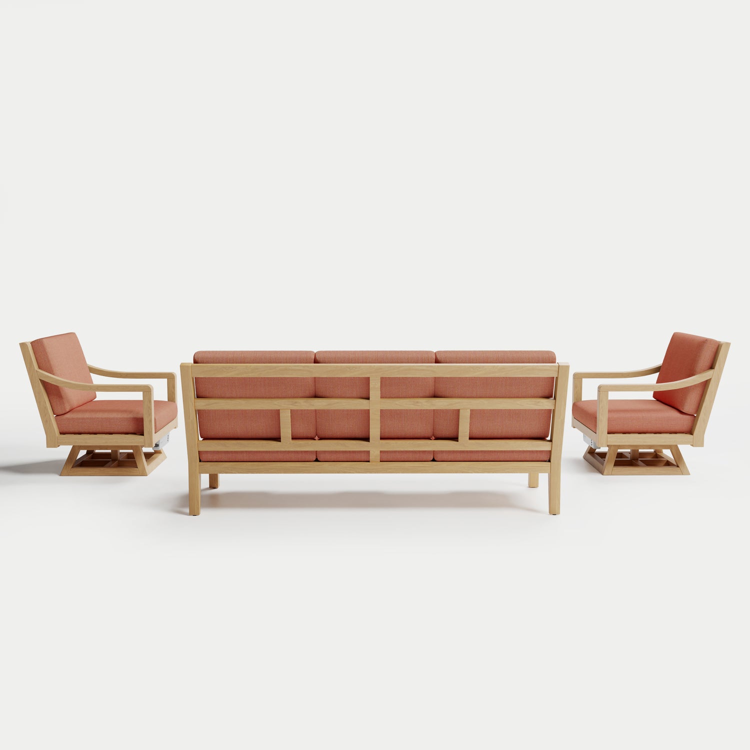 Heated Outdoor Teak Sofa + Swivel Set 