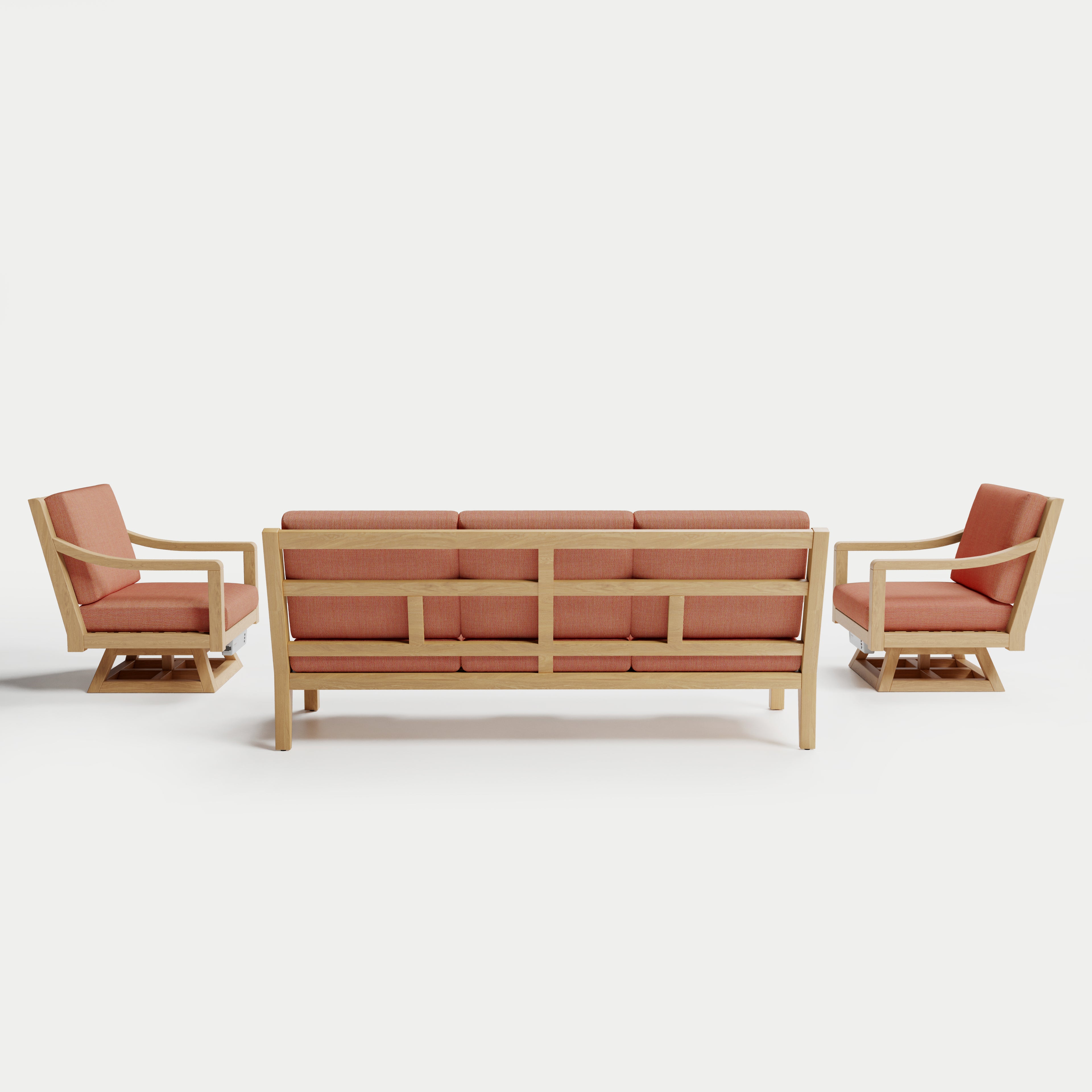 Heated Outdoor Teak Sofa + Swivel Set 