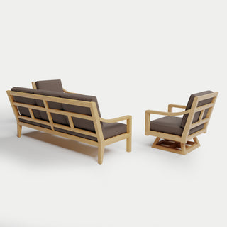 Heated Outdoor Teak Sofa + Swivel Set 