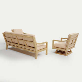 Heated Outdoor Teak Sofa + Swivel Set 