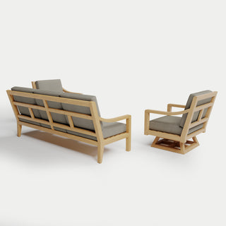 Heated Outdoor Teak Sofa + Swivel Set 