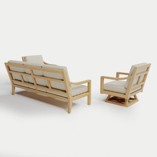 Heated Outdoor Teak Sofa + Swivel Set 