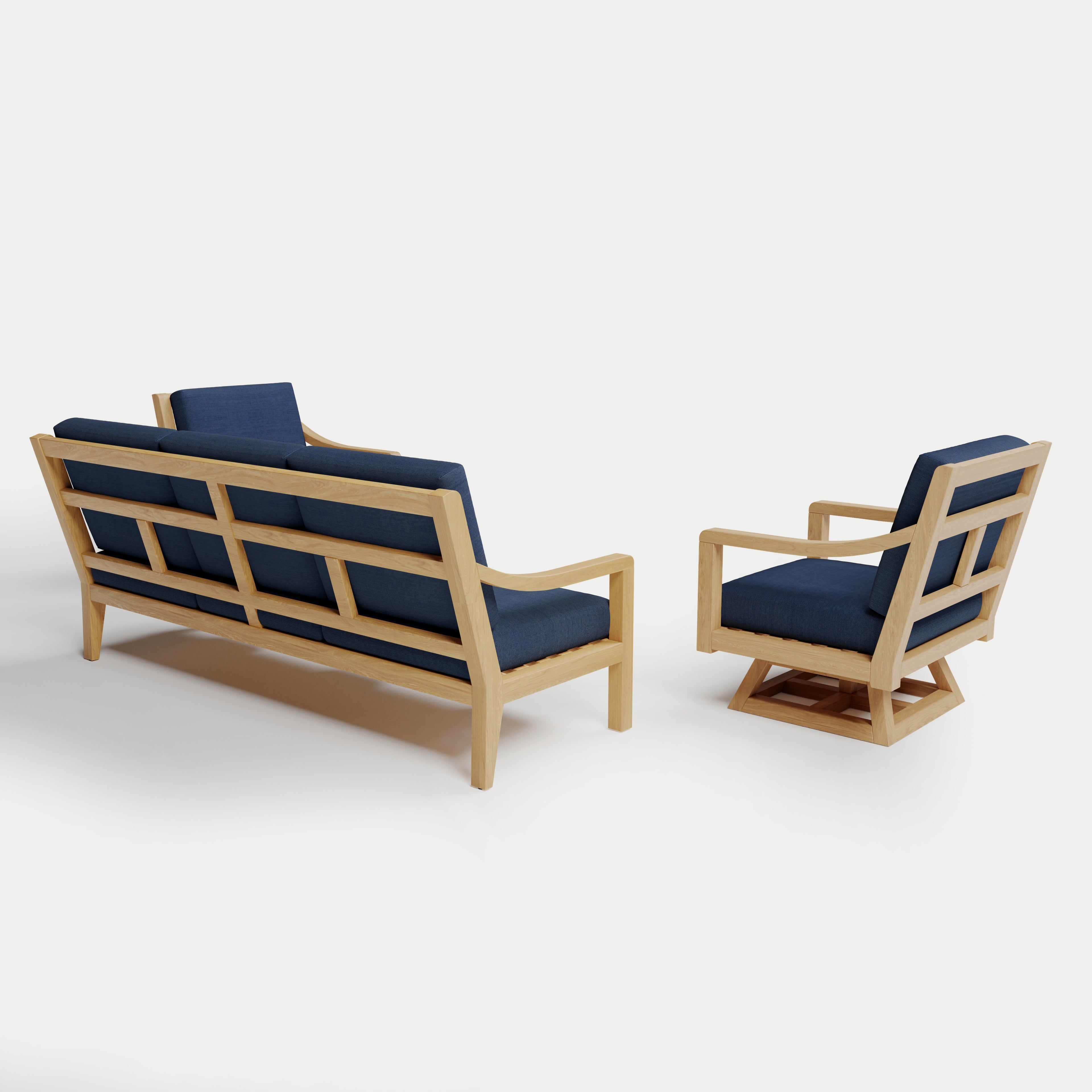 Heated Outdoor Teak Sofa + Swivel Set 