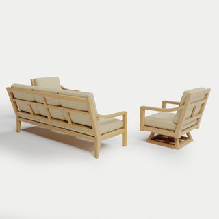 Heated Outdoor Teak Sofa + Swivel Set 