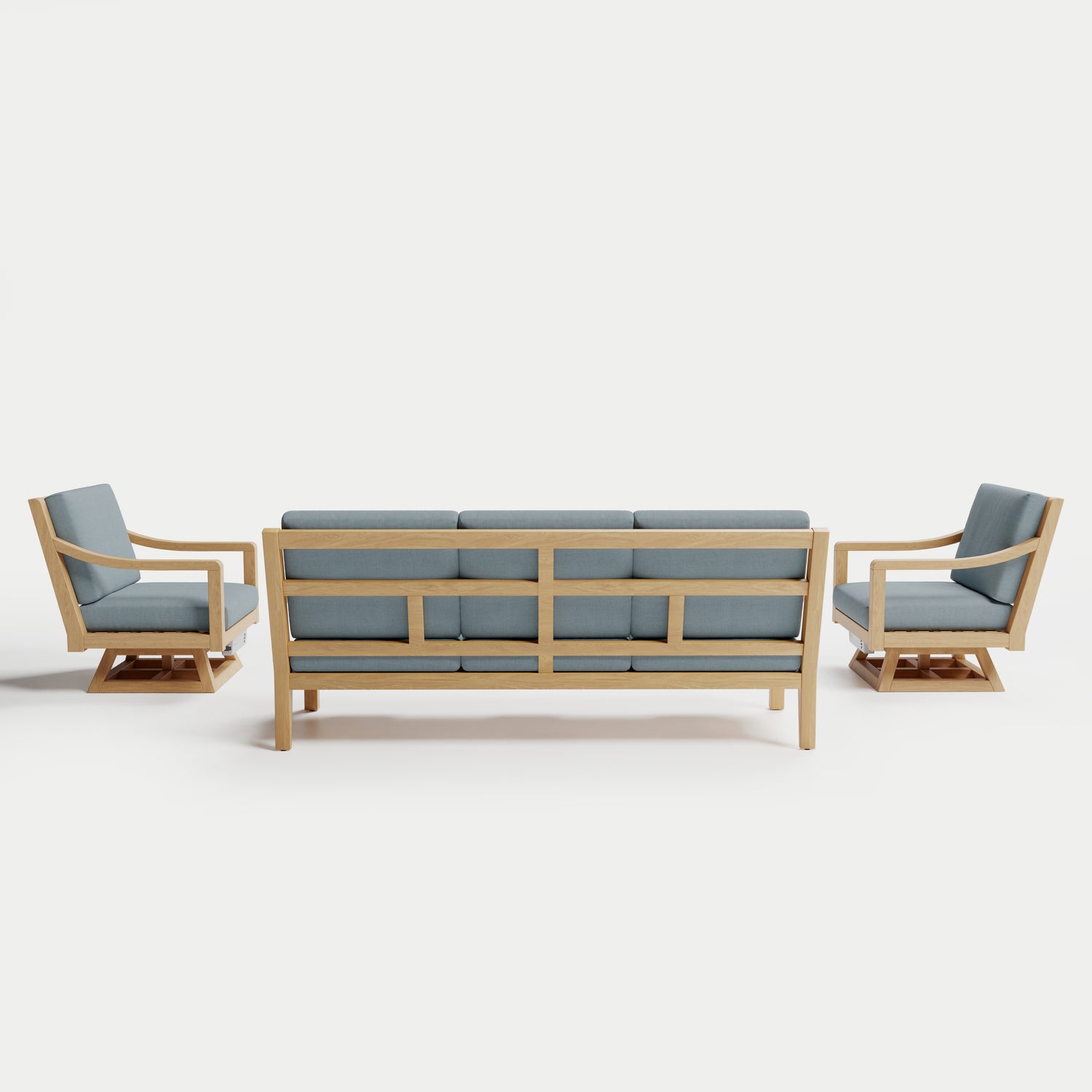 Heated Outdoor Teak Sofa + Swivel Set 