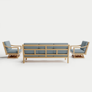 Heated Outdoor Teak Sofa + Swivel Set 