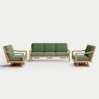 Heated Outdoor Teak Sofa + Swivel Set 