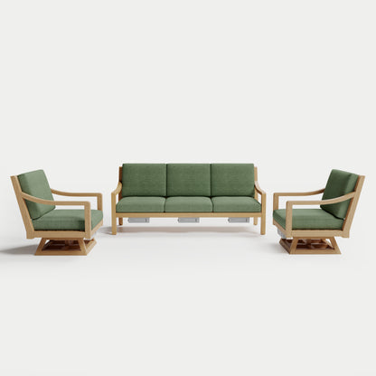 Heated Outdoor Teak Sofa + Swivel Set 