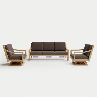 Heated Outdoor Teak Sofa + Swivel Set 