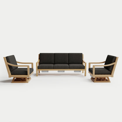 Heated Outdoor Teak Sofa + Swivel Set 