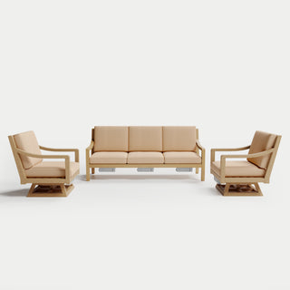 Heated Outdoor Teak Sofa + Swivel Set 