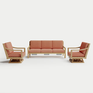 Heated Outdoor Teak Sofa + Swivel Set 