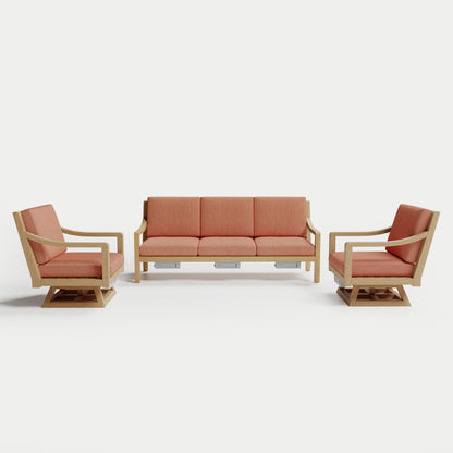 Heated Outdoor Teak Sofa + Swivel Set 
