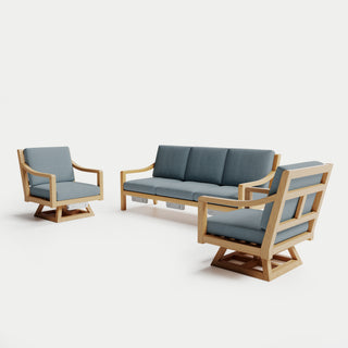Heated Outdoor Teak Sofa + Swivel Set 