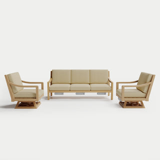 Heated Outdoor Teak Sofa + Swivel Set 