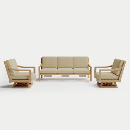 Heated Outdoor Teak Sofa + Swivel Set 