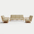 Heated Outdoor Teak Sofa + Swivel Set 