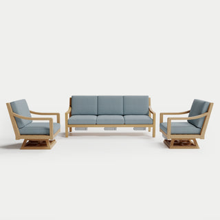 Heated Outdoor Teak Sofa + Swivel Set 