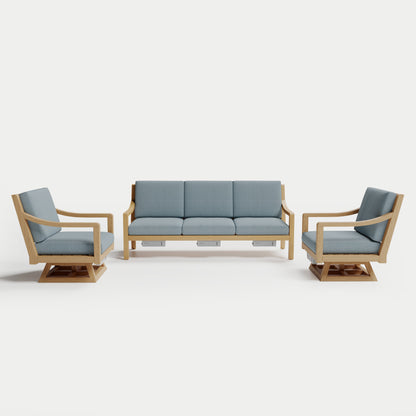 Heated Outdoor Teak Sofa + Swivel Set 