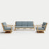 Heated Outdoor Teak Sofa + Swivel Set 