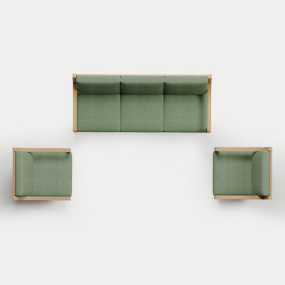 Heated Outdoor Teak Sofa + Swivel Set 