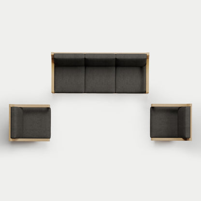 Heated Outdoor Teak Sofa + Swivel Set 