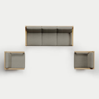 Heated Outdoor Teak Sofa + Swivel Set 