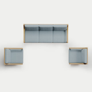 Heated Outdoor Teak Sofa + Swivel Set 