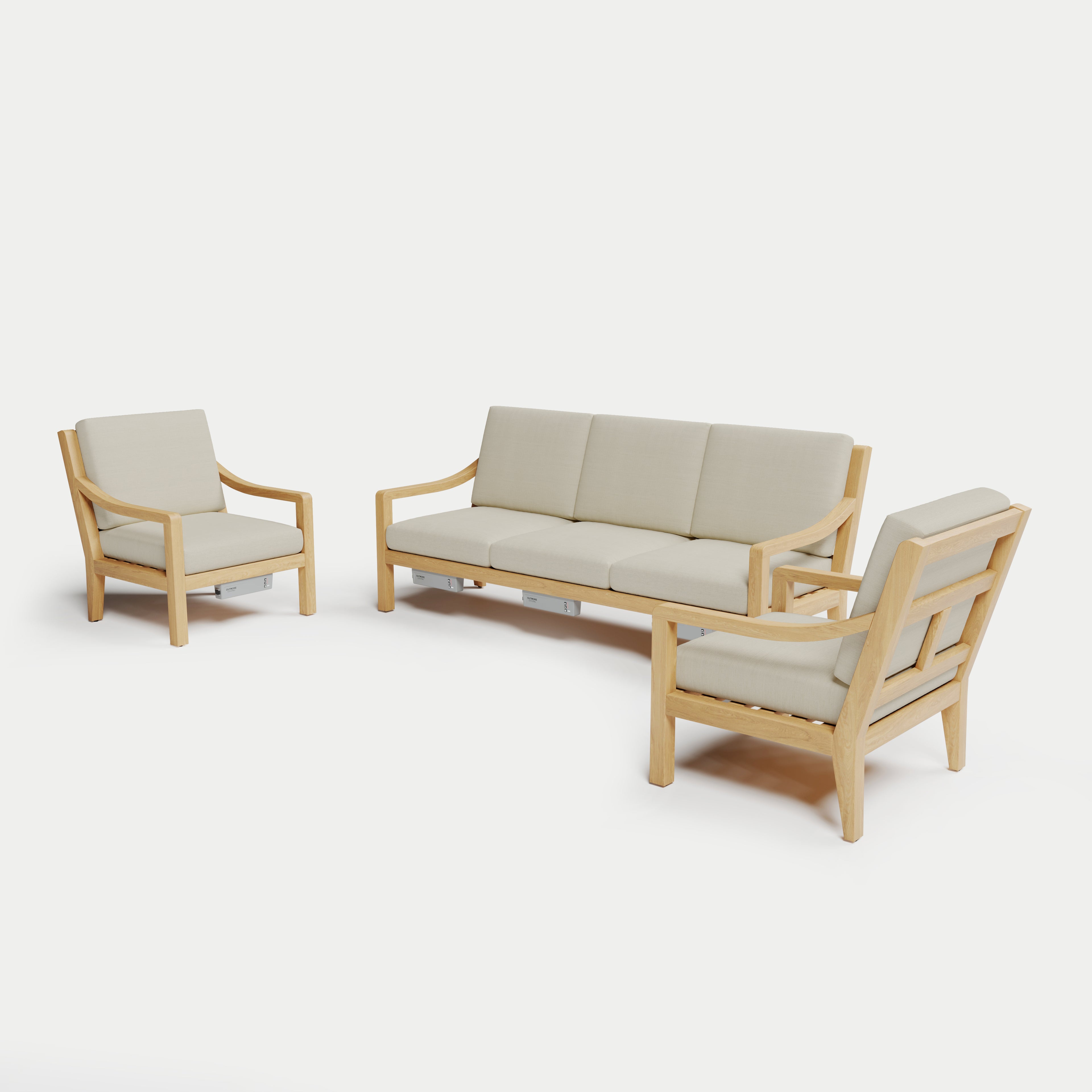 Heated Outdoor Teak Sofa Set 