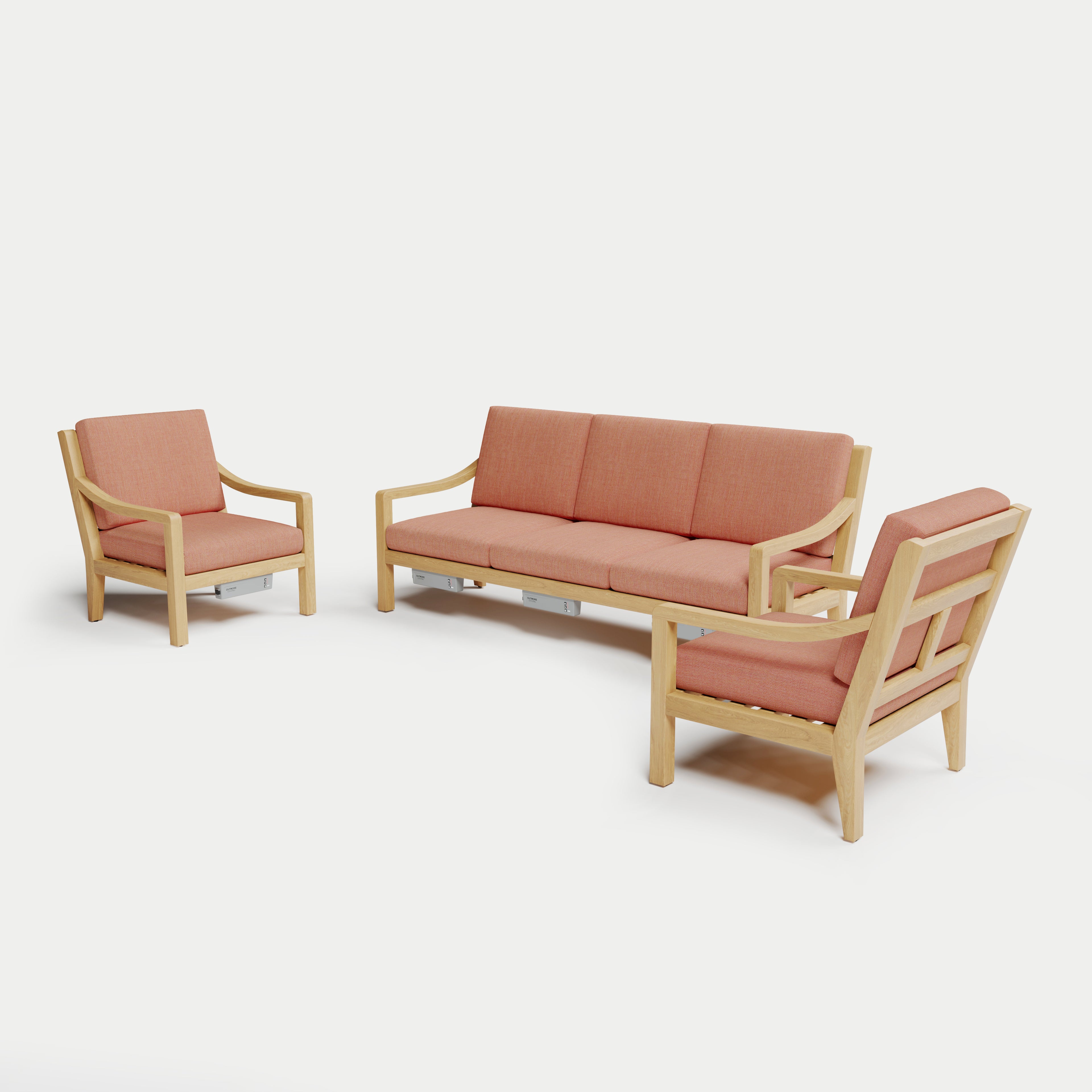 Heated Outdoor Teak Sofa Set 