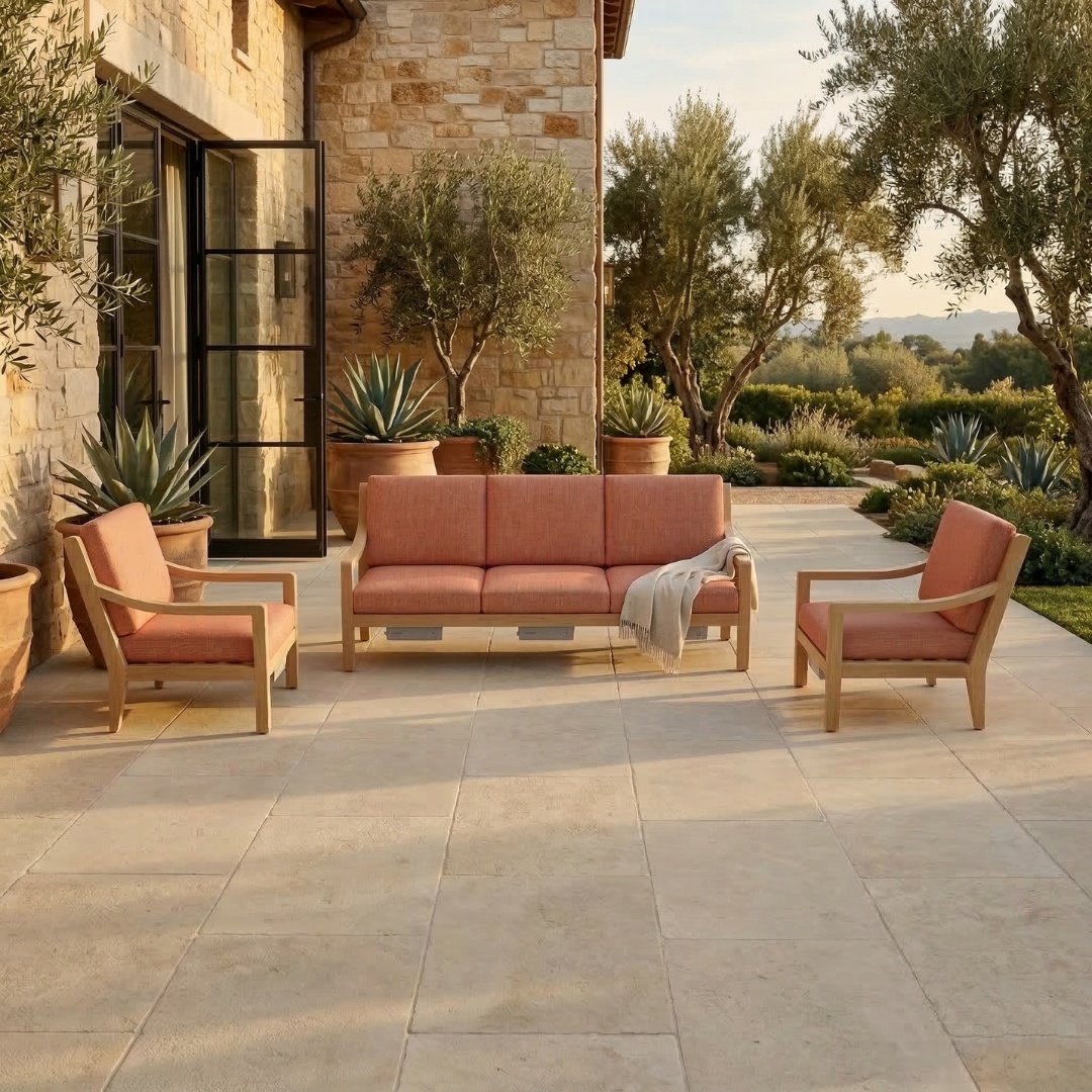 Heated Outdoor Teak Sofa Set 